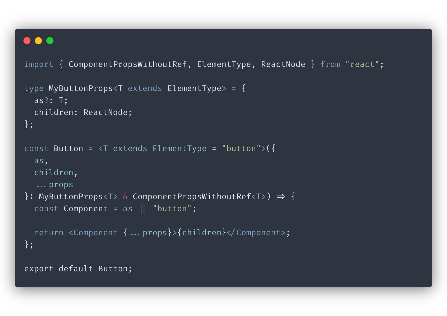 Кнопка React. The algorithm polymorphic code.